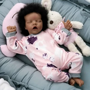 17 inch Finished Reborn Dolls Twin A Dark Skin Girl African American Cute Newbor - Picture 1 of 9