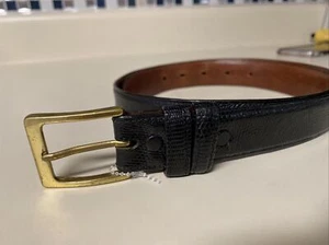 Ken Edrich Black Java Lizard Belt Mens 34 Exotic Leather USA Made - Picture 1 of 11