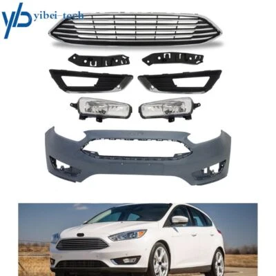 For 2015-18 Ford Focus S/SE/SEL Complete Front Bumper Cover + Upper Grill Grille Foto 1 de 4