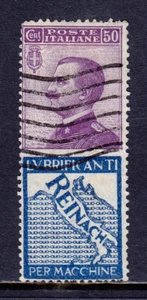 ITALY — SCOTT 105f — 1924 KING W/REINACH ADVERTISING LABEL — USED — SCV $65 - Picture 1 of 2