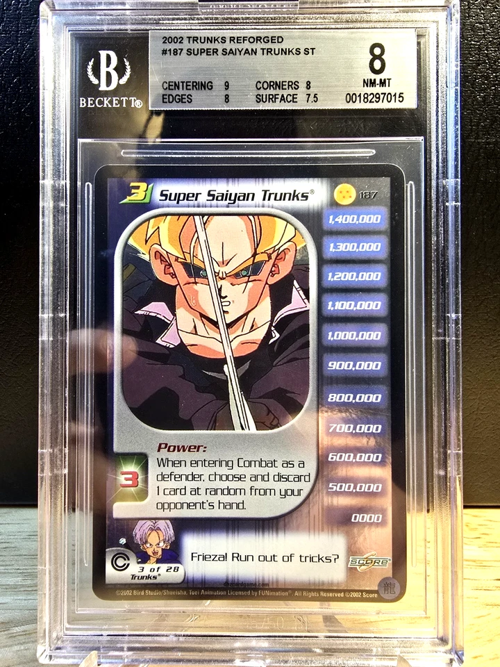 DBZ CCG DRAGON BALL Z SUPER SAIYAN TRUNKS LV3 #187 RARE FOIL BGS 8 NM-MT 2002 - Image 1 of 2