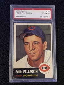 1953 TOPPS BASEBALL CARD #28 EDDIE PELLAGRINI CINCINNATI REDS PSA 4 VG-EX - Picture 1 of 2