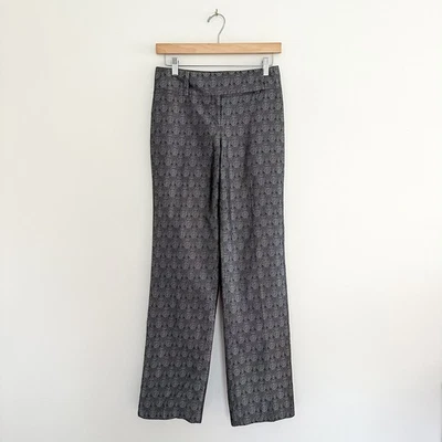 Ann Taylor Margo Silk Printed Trousers Black Silver 0 - Image 1 of 4