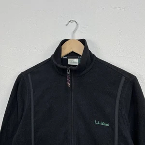 LL Bean Fleece Jacket Mens Black Small Outdoors Vintage  - Picture 1 of 3