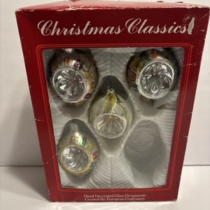 Vintage Commodore Christmas Classics Ornamente Glas Träne Tropfen Einzug Rumänien 4 Stück - Bild 1 von 11