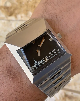 Reloj Automático Omax Spaceman Audacieuse Años 70 De Colección Para Hombre 39mm Negro Tan Raro Foto 1 de 4