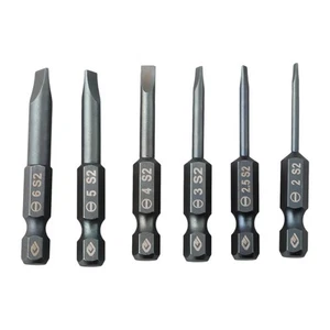 Reliable Magnetic Slotted Screwdriver Bit Blue 50mm Length Alloy Steel 2 0mm - Picture 1 of 49