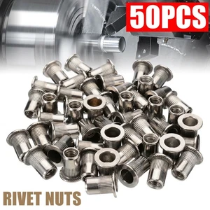 Cap Rivet nut Car M6 Nuts Nutsert Stainless steel Tools 50pcs Fastener Flat head - Picture 1 of 8