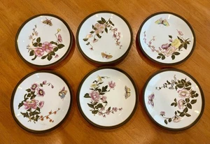 Antique Set Of 6 Royal Worcester W356 Pattern Butterfly and Flowers Plates RARE! - Picture 1 of 15