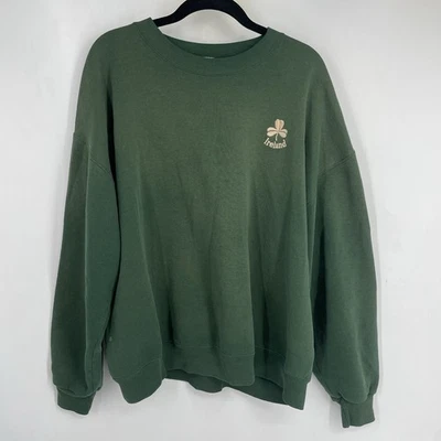 Suéter Pullover Verde Vintage Años 90 Irlanda XL Cuello Redondo Logo Bordado Retro Foto 1 de 4