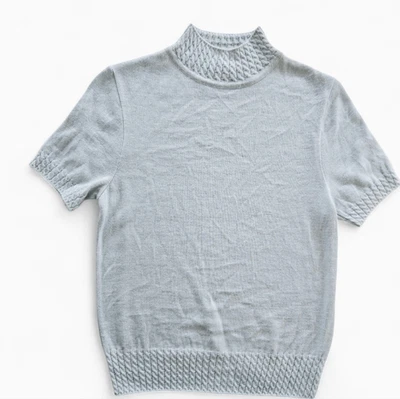 Vintage Aran Crafts Irish Mint Green Merino Wool Mock Neck Short Sleeve Shirt XS - Image 1 of 4