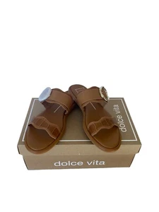 Sandalias sin cordones Dolce Vita Aperol marrón caramelo deslizables festoneadas con hebilla talla 8 - Imagen 1 de 6