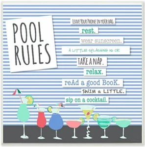 Stupell Industries Pool Rules Typog and Icons Wall Plaque, 12 x 12, Multi-Color - Picture 1 of 1