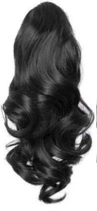 Stylish Wavy Ponytail Clutcher Hair Extensions For Women Black Color 20 inch Q69 - Picture 1 of 4