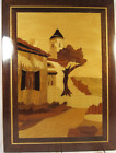 Wood Inlay Scene VINTAGE Marquetry Wall Art on Board 9" x 7 " Border Unsigned.