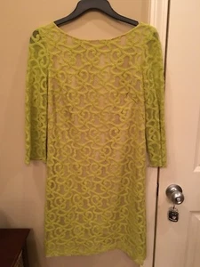 Nine West Mini Lace Dress Yellow Neon Size 4/S NWOT - Picture 1 of 5