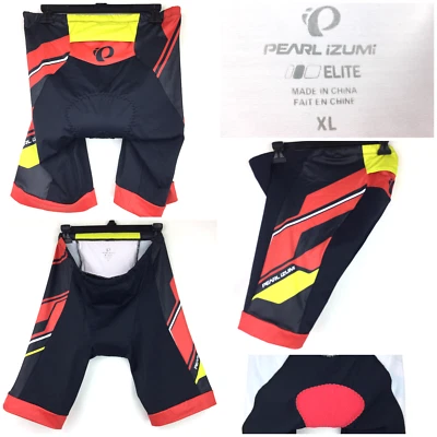 Pearl Izumi Elite Adult XL (32-34in Waist) Red Yellow INRCOOL Tri Cycling Shorts - Image 1 of 4