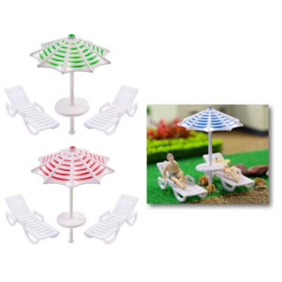 TYS25050 2 Sets O Scale 1:50 Parasols Sun Loungers Deck Chairs Bench Settee - Image 1 of 4