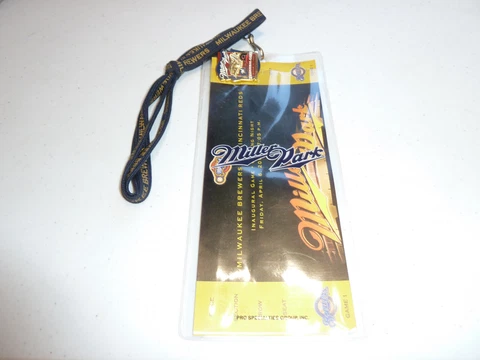 MLB Milwaukee Brewers Miller Park Inaugural Game Ticket, Pin & Lanyard Cover