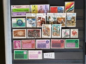 25099-Australia Stamps Year 1971 Collection Used 23 Pcs Sets or Part Sets - Picture 1 of 1