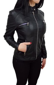 giacca ecopelle donna nera