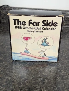 Calendario de escritorio vintage nuevo en caja 1988 The Far Side Off-the-Wall de Gary Larson - Imagen 1 de 2