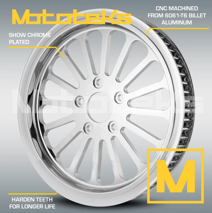 POLEA HARLEY 66TH X 1" SUPER RADIOS CROMADOS PARA MODELOS HARLEY Foto 1 de 1