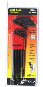 BONDHUS, #10999, 9pc METRIC BALL END L WRENCH, BLX9M A659 - Picture 1 of 3