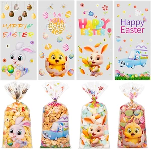 Easter Cellophane Treat Bags, 100 Pieces Stereoscopic Effect Easter Candy Bags w - Picture 1 of 7