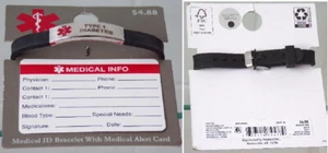 Medical ID Bracelet W/ Medical Alert Card Type 1 Diabetes Unisex Ajustable Size - Picture 1 of 1