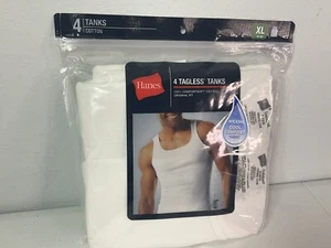 HANES x4 Tagless White Tank T-Shirts. Comfortsoft Cotton. Size XL. NEW. - Picture 1 of 9