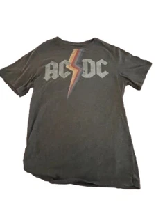 AC/DC Damen XS T-Shirt leichte Baumwolle Logo Lightning Bolt Rock Musik grau - Bild 1 von 4