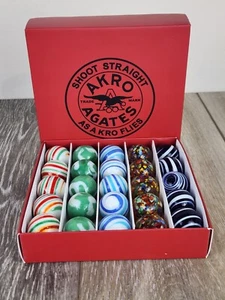 AKRO AGATES Marmi Tira Scatola Dritta di (25) Akro Agata Shooter Marmi 1" - Foto 1 di 6
