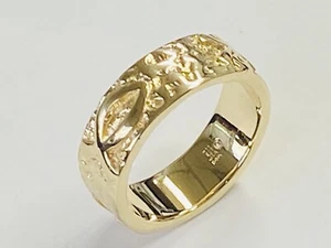 James Avery Large Hammered Ichthus Ring 14KY Gold Size 11 Display Sample - Picture 1 of 8