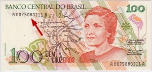 Mazuma *F1183 Brasil 1989 100 Cruzeiros A0075080211A 1st Prefix UNC - Picture 1 of 2