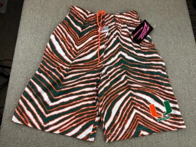 Pantalones Cortos Miami Hurricanes Zubaz S Universidad Rayas Verde Fútbol De Colección Foto 1 de 4