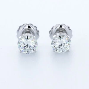 KLASSISCHE OHRSTECKER 3,0 CTW NATÜRLICHE DIAMANTEN G/SI1 RUNDSCHLIFF 14 K WEISSGOLD VIERKRAPPEN - Bild 1 von 12