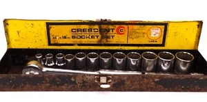 LSB16 Vintage Crescent Tools USA 1/2 Drive Socket Set Yellow Case - Picture 1 of 10