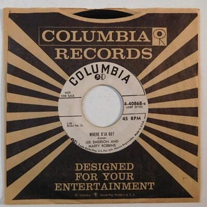 rockabilly bopper 45 LEE EMERSON MARTY ROBBINS Where D'ja Go COLUMBIA HEAR - Picture 1 of 4