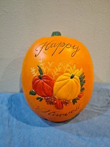 Large Orange Pumpkin With Words Happy Harvest Fall Decor Indoor Use - Picture 1 of 9