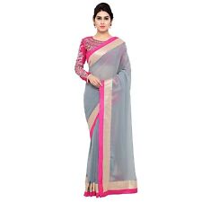 Indian Bollywood Saree Party Wear Pakistani 100% Chiffon Wedding Designer Sari