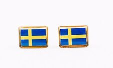 Swedish Flag Cufflinks--Sweden Scandinavian European Stockholm IKEA Viking