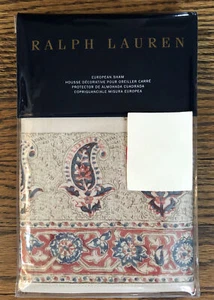New! Ralph Lauren Isleboro Fernhill Euro Sham Tan Blue Red - Picture 1 of 3