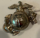 WWI USMC Officer'sDress Hat Badge of Brass Eagle, Globe & Anchor Wire Back Pin