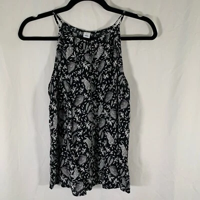 Camiseta sin mangas Old Navy para mujer pequeña negra blanca con estampado floral de tigre sin mangas ligera Foto 1 de 4