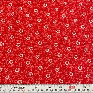 Vintage Red And White Floral Cotton Plisse Seersucker Fabric by the HALF YARD - Picture 1 of 2