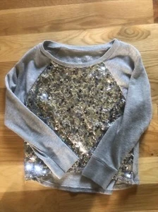 Justice Girl Sweatshirt Gray Silver Sequin Long Sleeve Size 6 BB - Picture 1 of 2