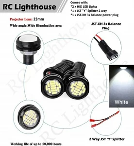 2 White HID HD LED Light Bulbs for RC 15 1/7 1/8 1/10 scale racing 12RC 2HD2W - Picture 1 of 11