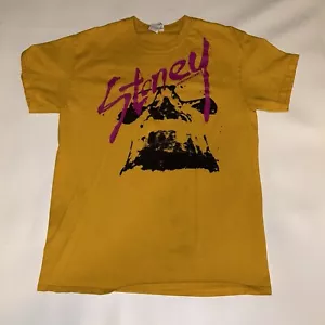 Post Malone Stoney Music T-Shirt Mens Medium Yellow Distressed **Read** - Picture 1 of 9