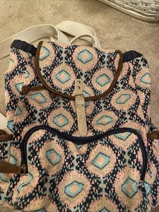 CLAIRE'S Backpack with PINK BLUE GEOMETRIC DESIGN 13 X 13 GLITTER - Picture 1 of 6
